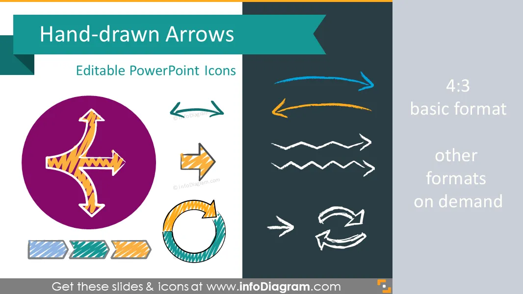 Handdrawn Arrows for sketched organic slides (PPT clipart shapes)