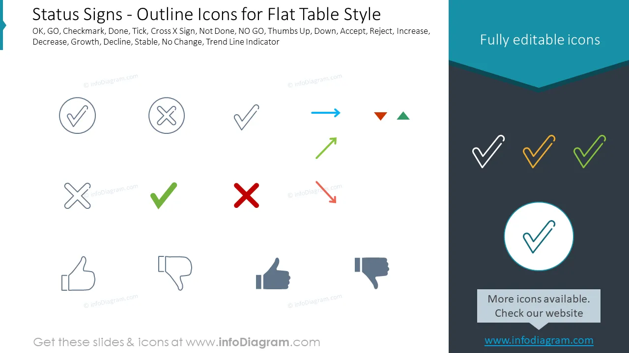 Status Signs - Outline Icons for Flat Table Style