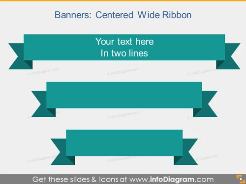 Centered Wide Ribbon Banners Flat PowerPoint Title
