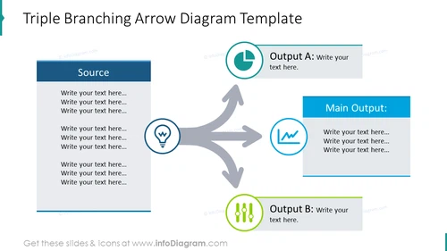 Triple branching arrow diagram template