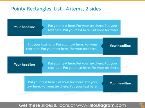 Two Sides Pointy Rectangles List PPT Template