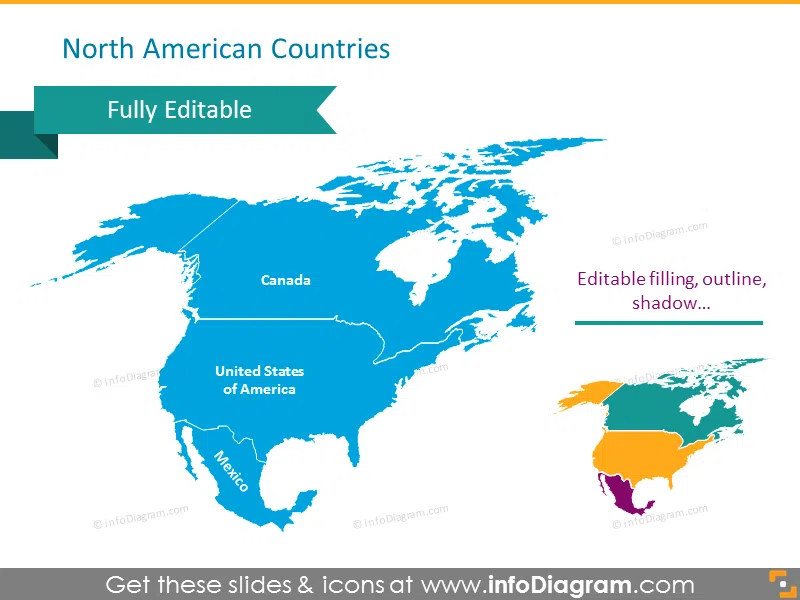 North America Map Blank: USA, Canada, Mexico
