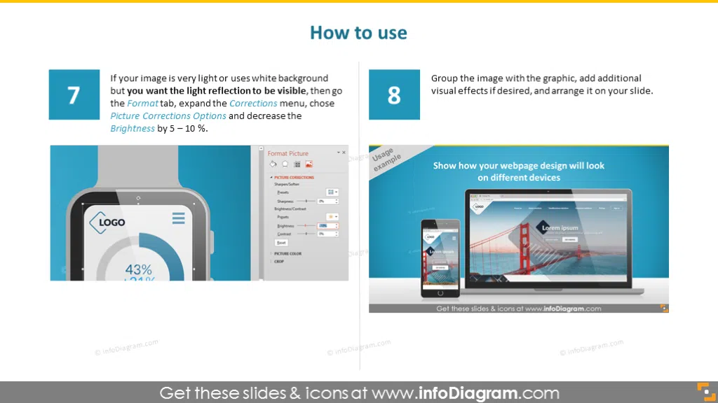 howto design use image desktop laptop cell watch ppt