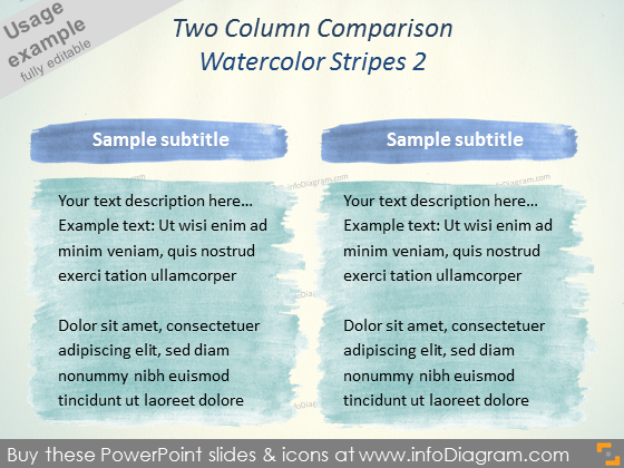 Water color Comparison Slide Layout Aquarelle stripes PPTX