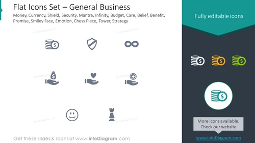 Flat icons set: general business money