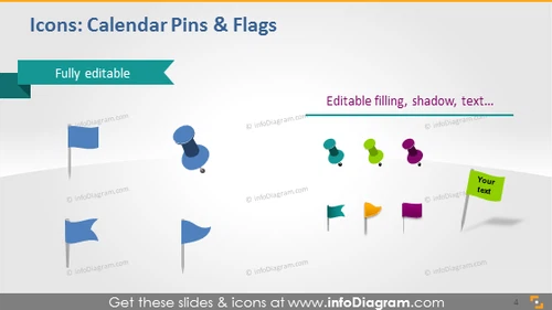 School Calendars Pins Flag pptx graphics