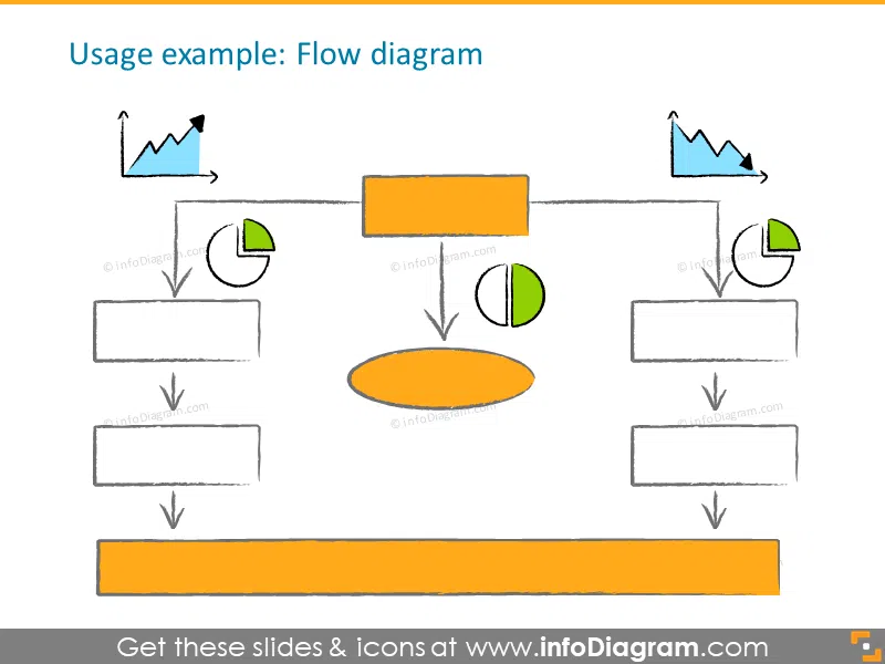flow diagram charcoal handwritten arrow rectangle icons ppt