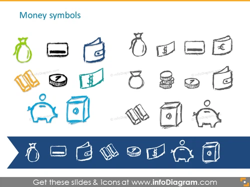 Pencil handdrawn money symbols