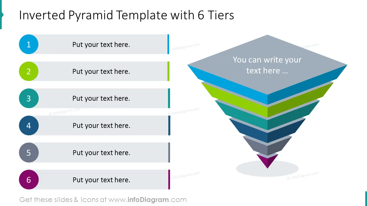 Inverted Pyramid 6 Tier Template - 3D Inverted Pyramid Graphic Slide