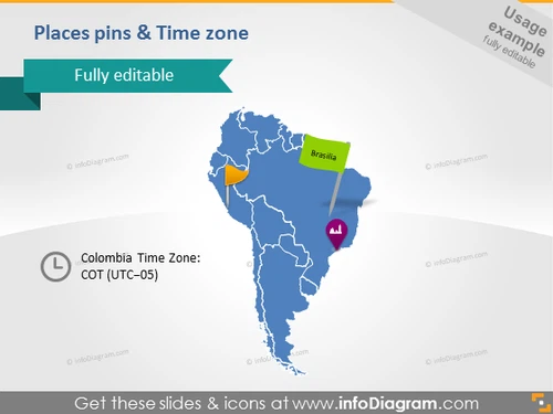 PowerPoint Slide Time zone Icon Colombia Map South America