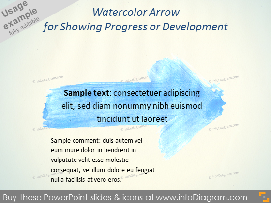 Watercolor Arrow progress development ppt clipart