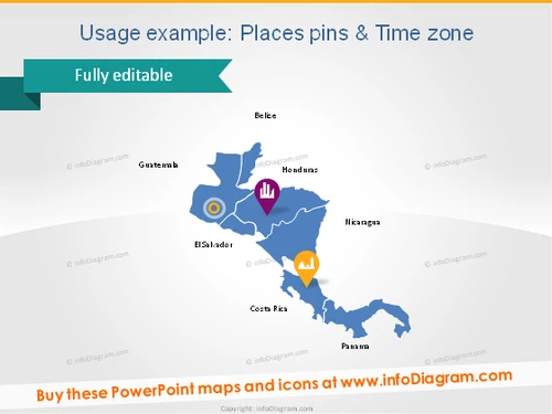 Central America places map pin icon pictogram powerpoint