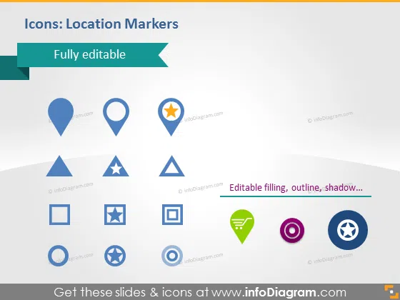 place position location map markers star pins pptx clip art