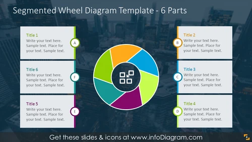 Segmented wheel diagram for 6 items