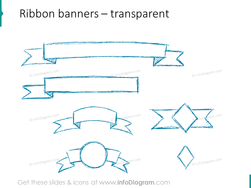 sketch ribbon banner pencil powerpoint shapes vector