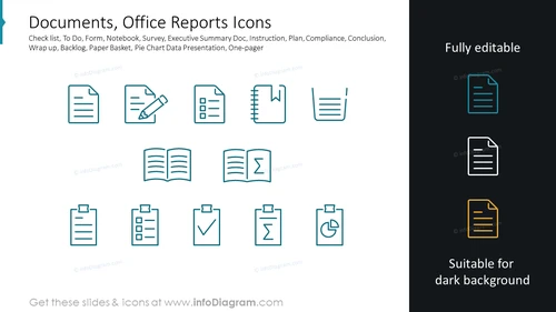 Documents, Office Reports Icons
