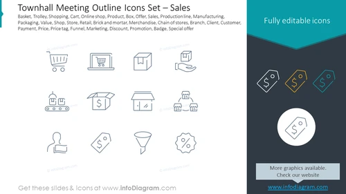 Townhall Meeting Outline Icons Set – Sales