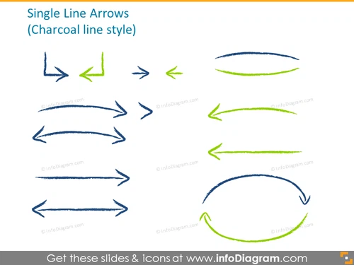 Single line arrows in charcoal line style