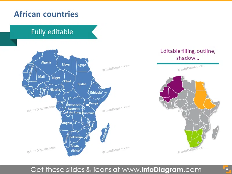 Africa countries powerpoint editable Congo map