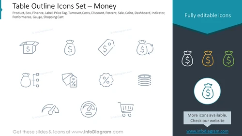 Table Outline Icons Set – Money