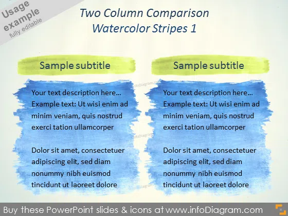 Watercolor Comparison Slide Layout Aquarelle square PPTX