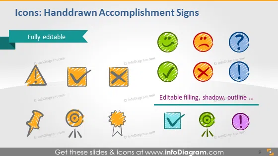 Handdrawn accomplishment signs sketch goal deadline