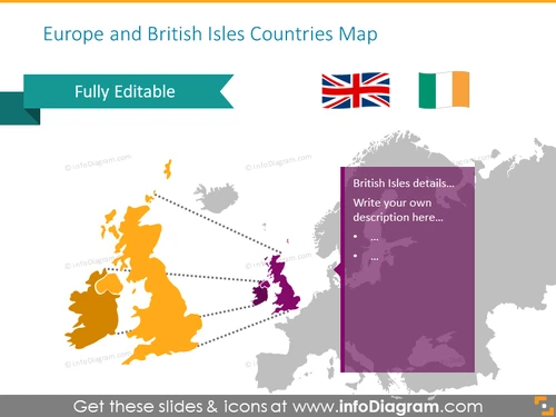 British isles zoomed map