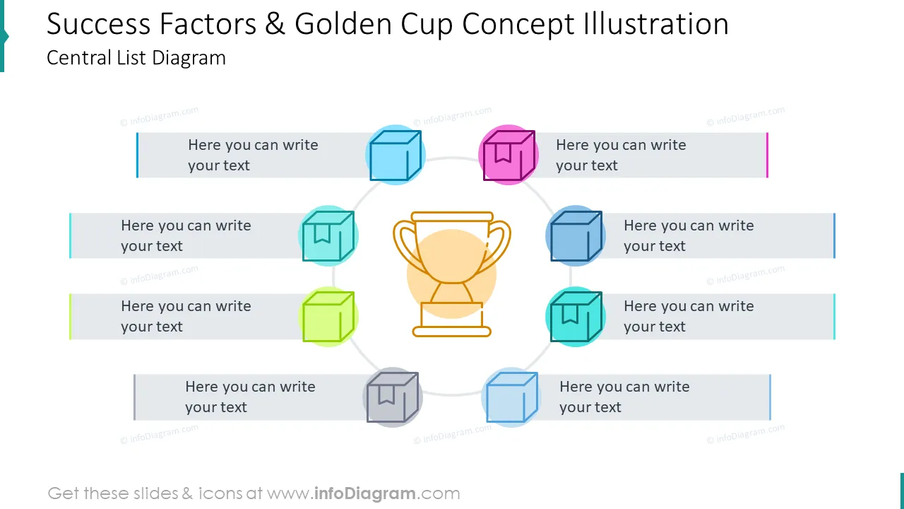 Success factors and golden cup concept illustration