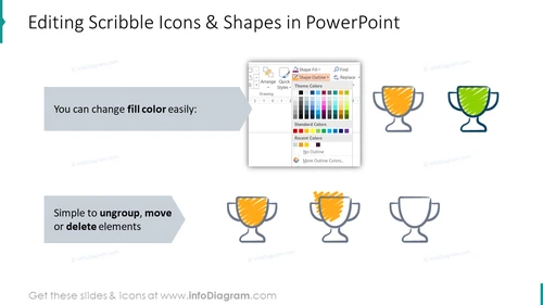 Editability of scribble icons and shapes in PowerPoint
