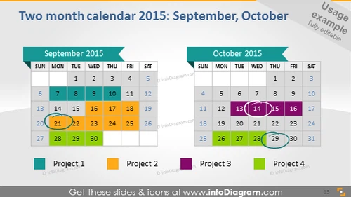 September October 2015 calendars ppt