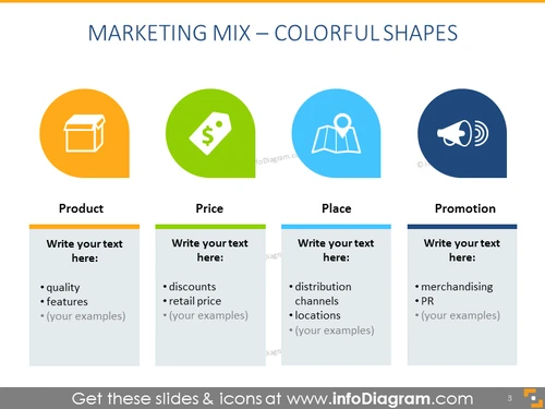 Marketing Mix Slide With Colorful Icons
