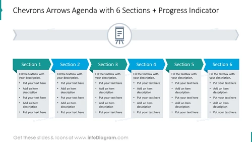 Chevrons arrows agenda with 6 sections