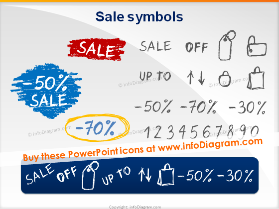 sale discount off sketches pencil doodle numbers vector ppt icons