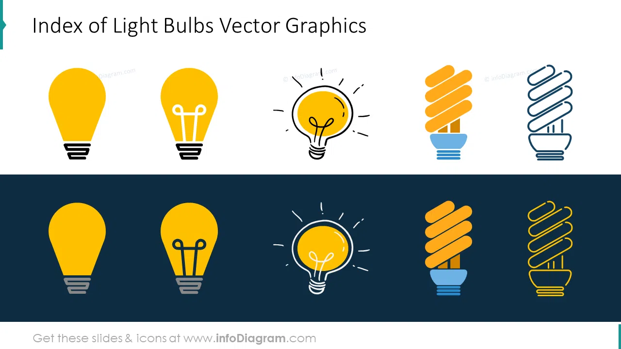 Index of light bulbs vector graphics