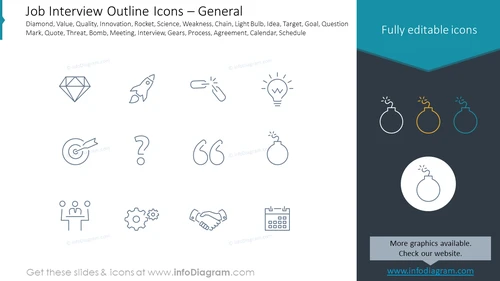 Job Interview Outline Icons – General