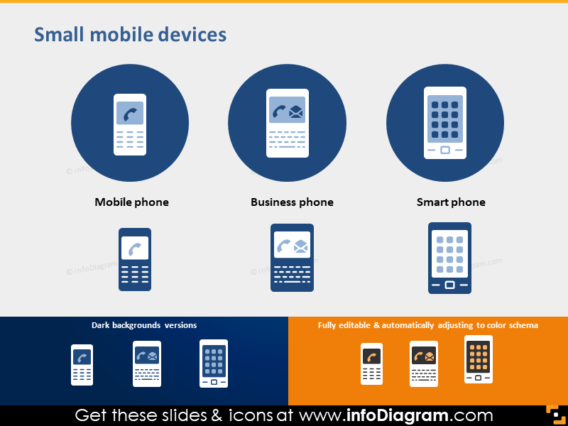 icon mobile phone smartphone business phone flat PPT clipart
