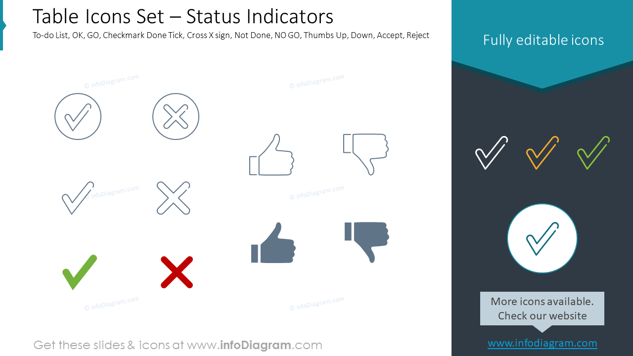 Table Icons Set – Status Indicators
