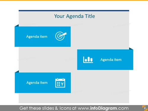 Flat Agenda List for 3 items with icons