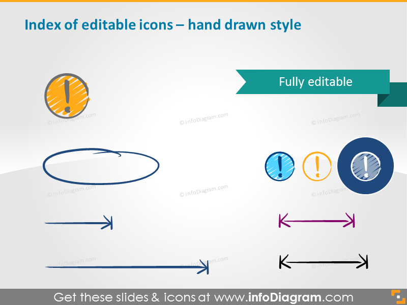 Editable icons index - hand drawn style