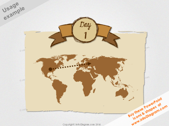 Retro World Map Sketch Banner Day Trip PPT clipart