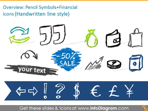 Pencil Symbols illustrated in handwritten line style