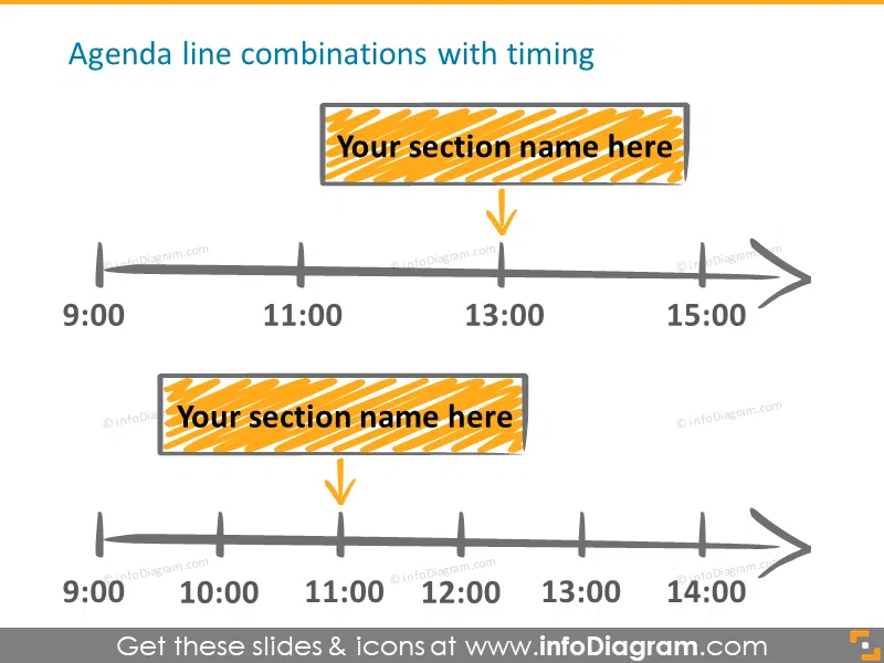 timeline agenda timing handwritten sketch icons powerpoint
