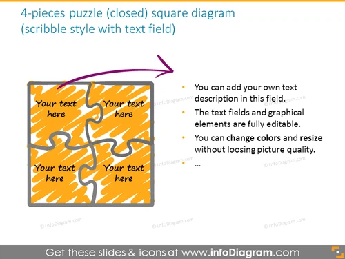 puzzle diagram colors editable vector shapes handdrawn gradient