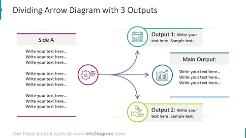 Dividing arrow infographics for 3 outputs