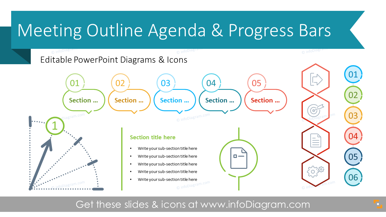 Meeting Outline Agenda & Sections Indicators (PPT Template)