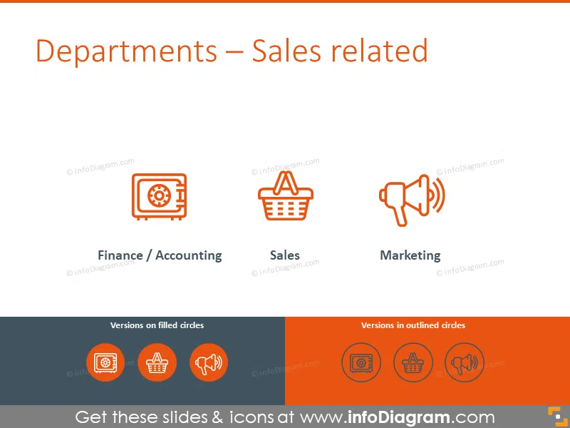 Sales related icons: finance, sales, marketing