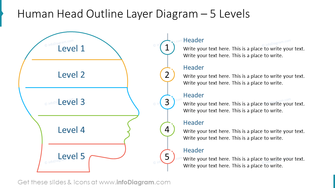 Human Head Outline Layer Diagram – 5 Levels