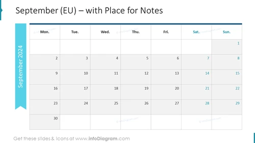 September (EU) – with Place for Notes