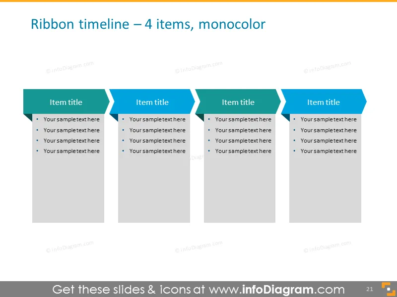 ribbon list timeline for powerpoint 4 items