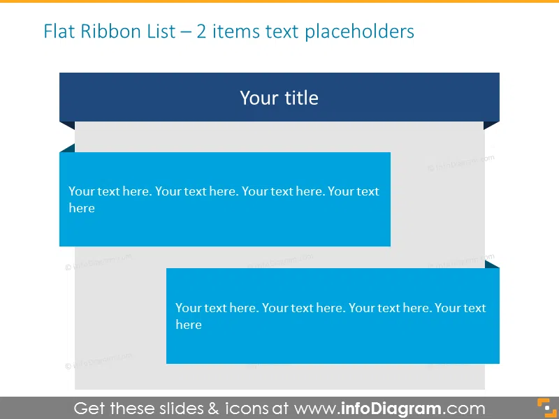 Flat Ribbon List – 2 items  text placeholders